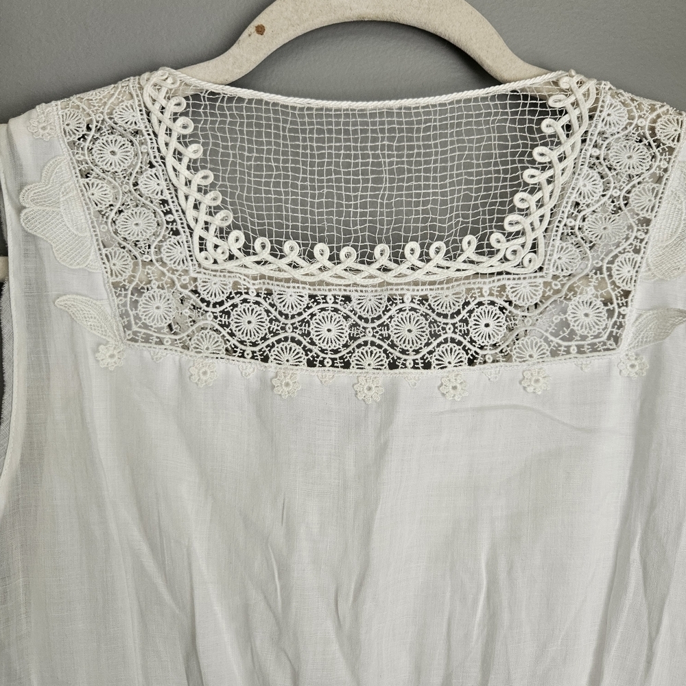 Elie Tahari White Lace Trim Boho Dress - Picture 9 of 10